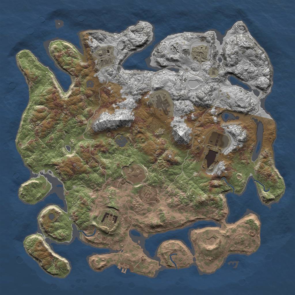 Rust Map: Procedural Map, Size: 4000, Seed: 45173938, 14 Monuments