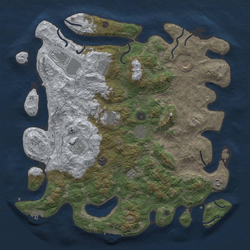 Rust Map: Procedural Map, Size: 4250, Seed: 994400262, 18 Monuments