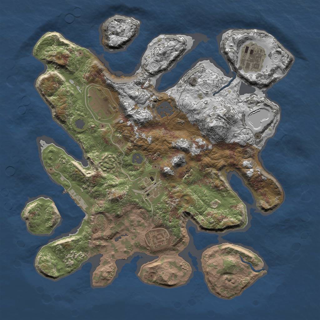 Rust Map: Procedural Map, Size: 3000, Seed: 1623889698, 10 Monuments