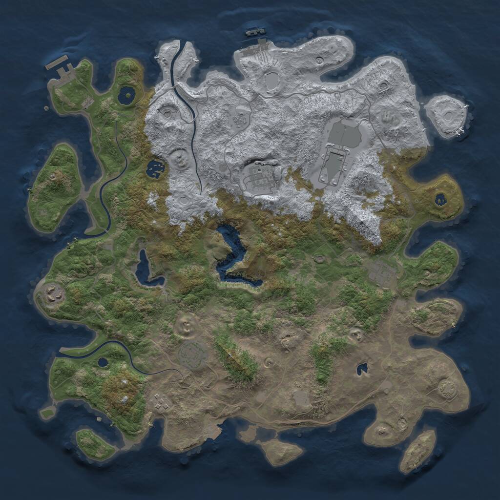 Rust Map: Procedural Map, Size: 4200, Seed: 405799753, 13 Monuments