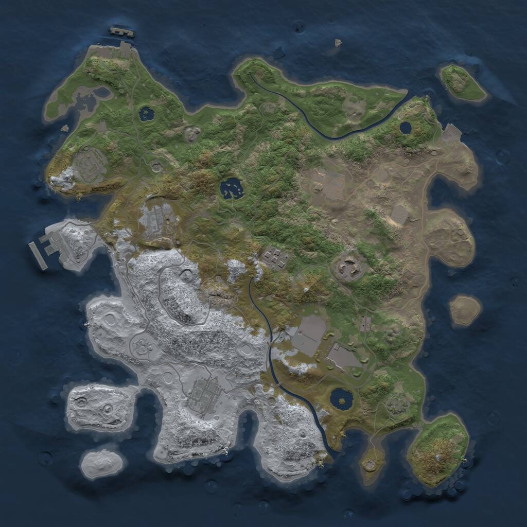 Rust Map: Procedural Map, Size: 3501, Seed: 14692, 14 Monuments