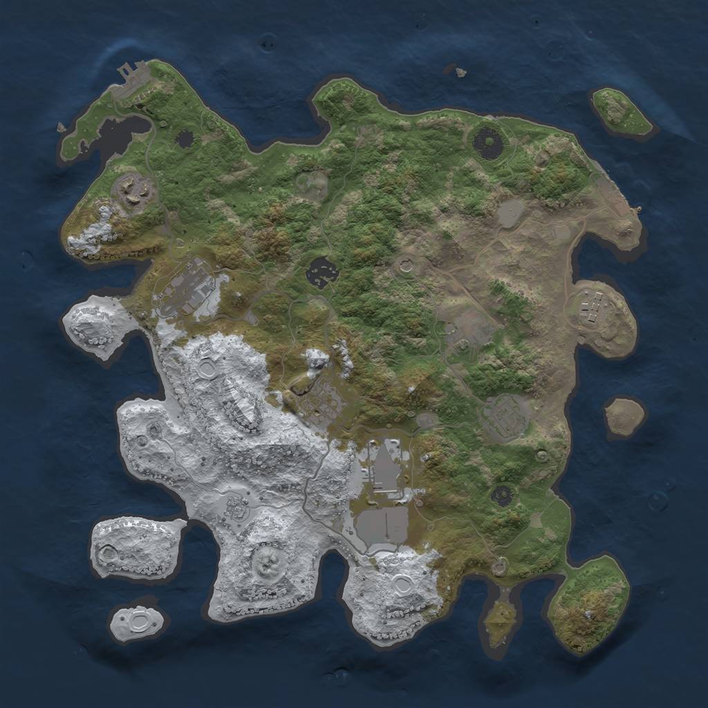 Rust Map: Procedural Map, Size: 3501, Seed: 14692, 17 Monuments