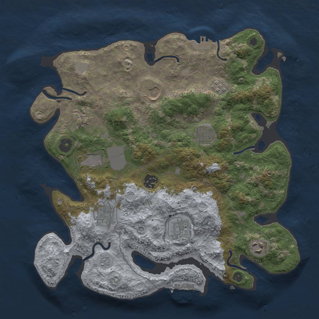 Rust Map: Procedural Map, Size: 3500, Seed: 6651954, 18 Monuments