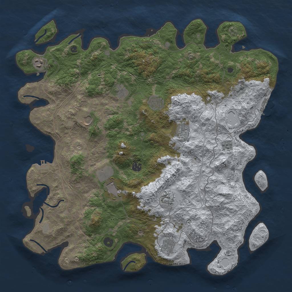 Rust Map: Procedural Map, Size: 4500, Seed: 556, 19 Monuments