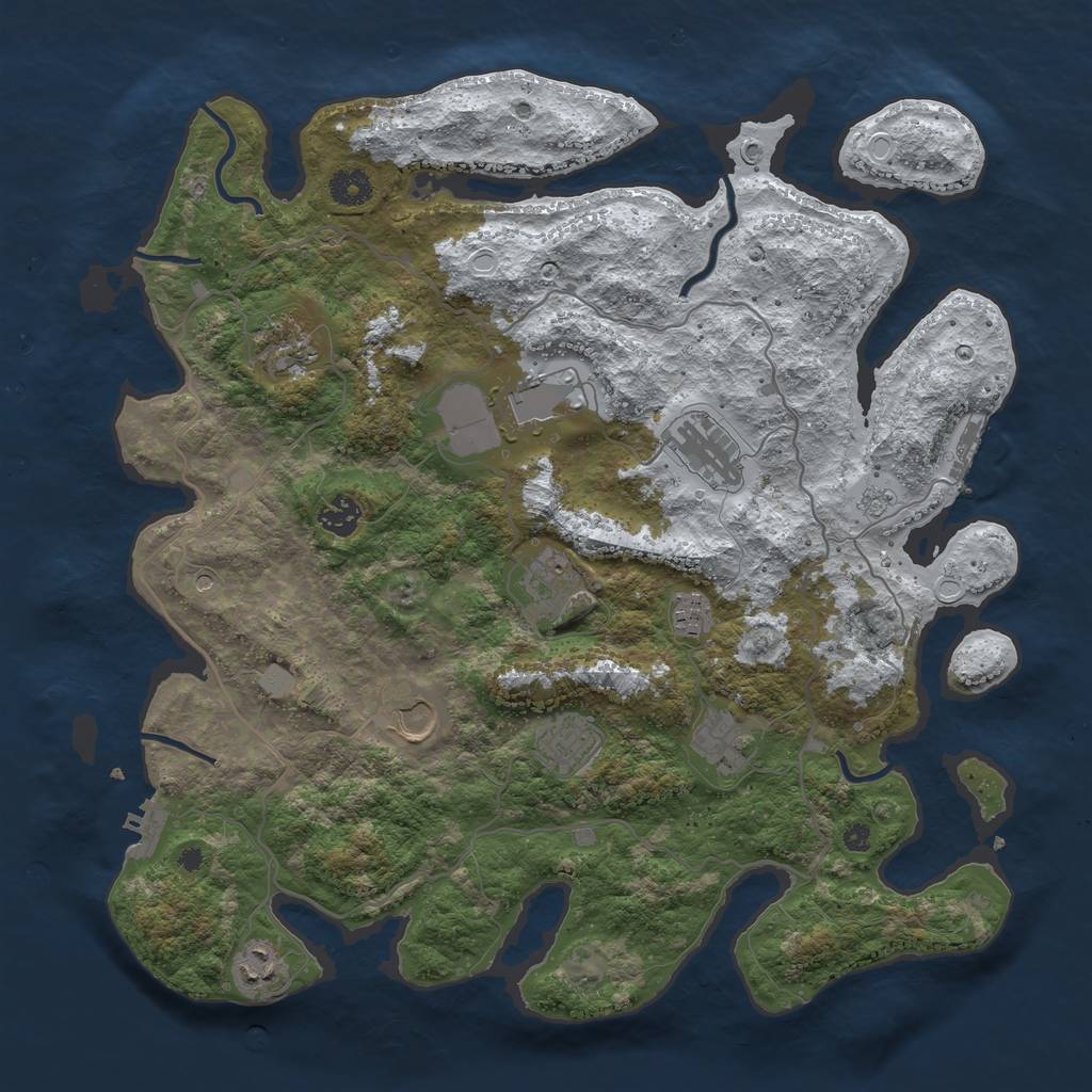 Rust Map: Procedural Map, Size: 4000, Seed: 43163932, 19 Monuments