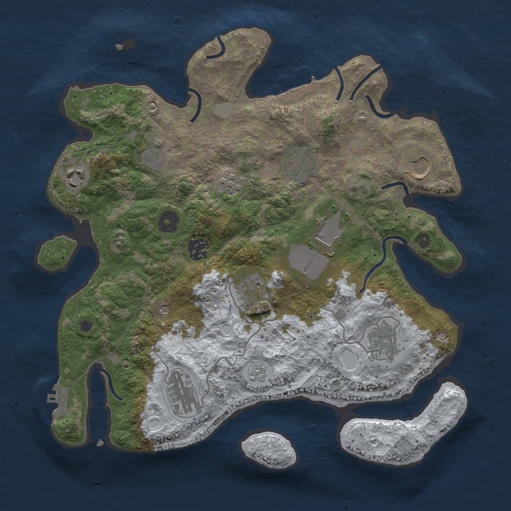 Rust Map: Procedural Map, Size: 3500, Seed: 414135362, 19 Monuments