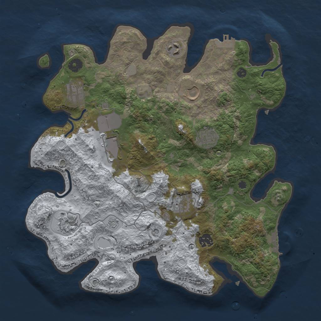 Rust Map: Procedural Map, Size: 3500, Seed: 11497, 17 Monuments