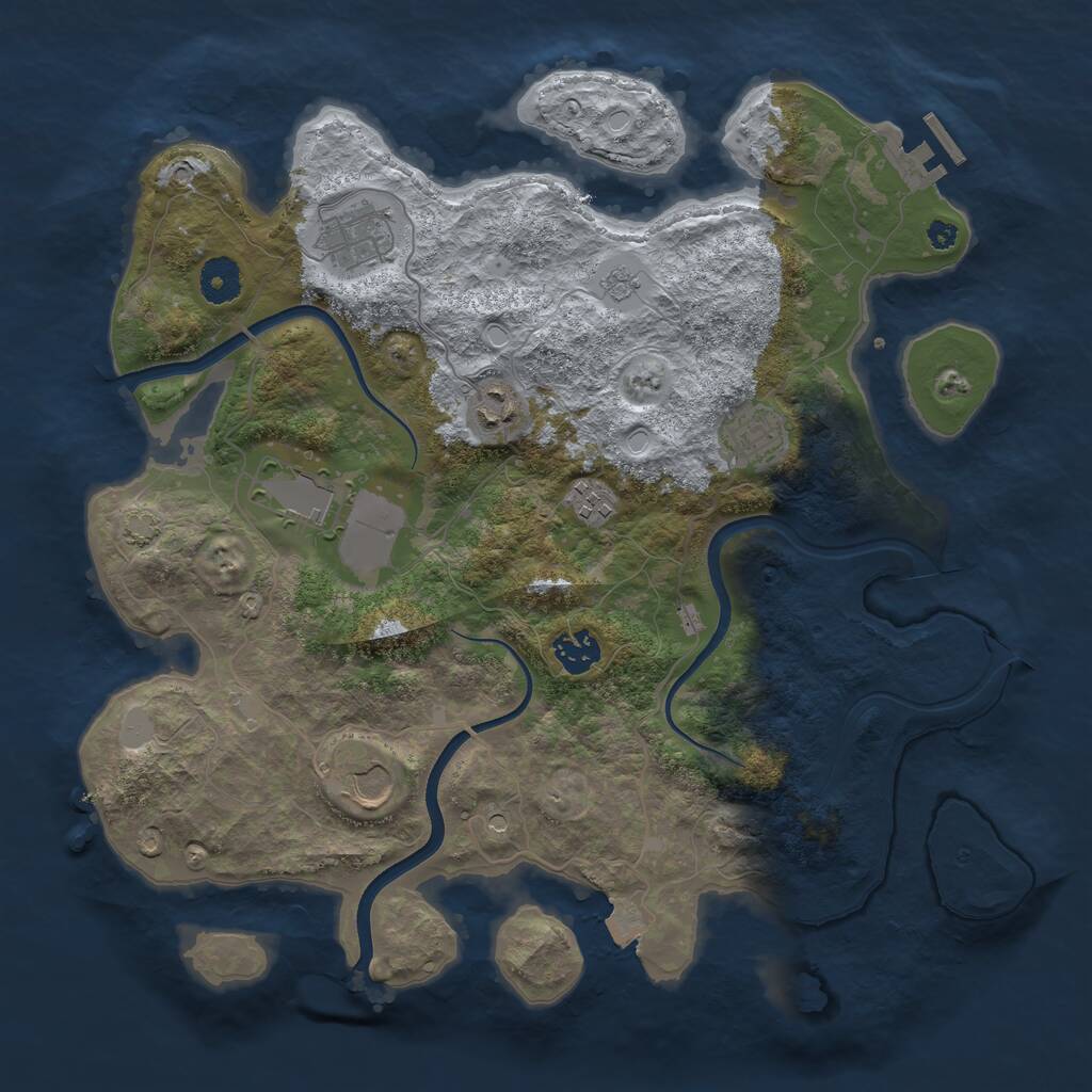 Rust Map: Procedural Map, Size: 3700, Seed: 8666, 12 Monuments
