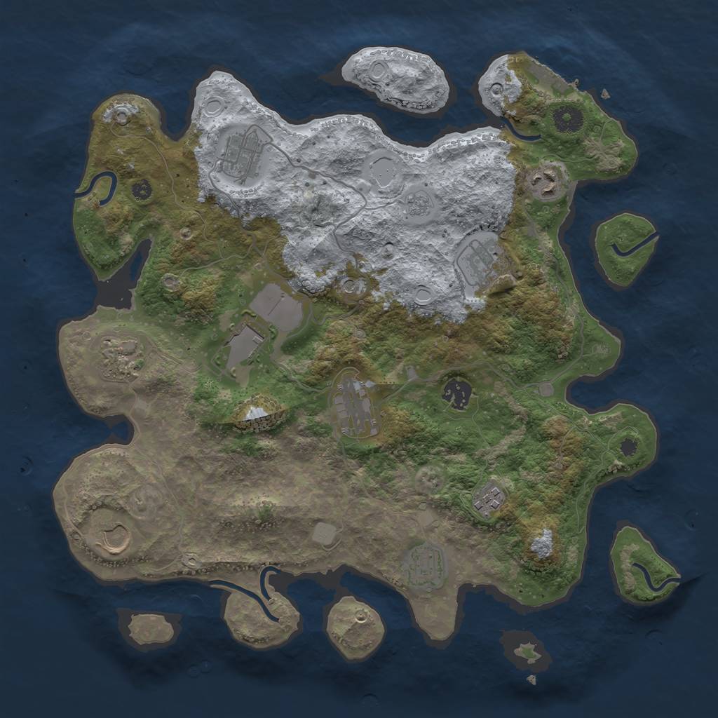 Rust Map: Procedural Map, Size: 3700, Seed: 8666, 18 Monuments