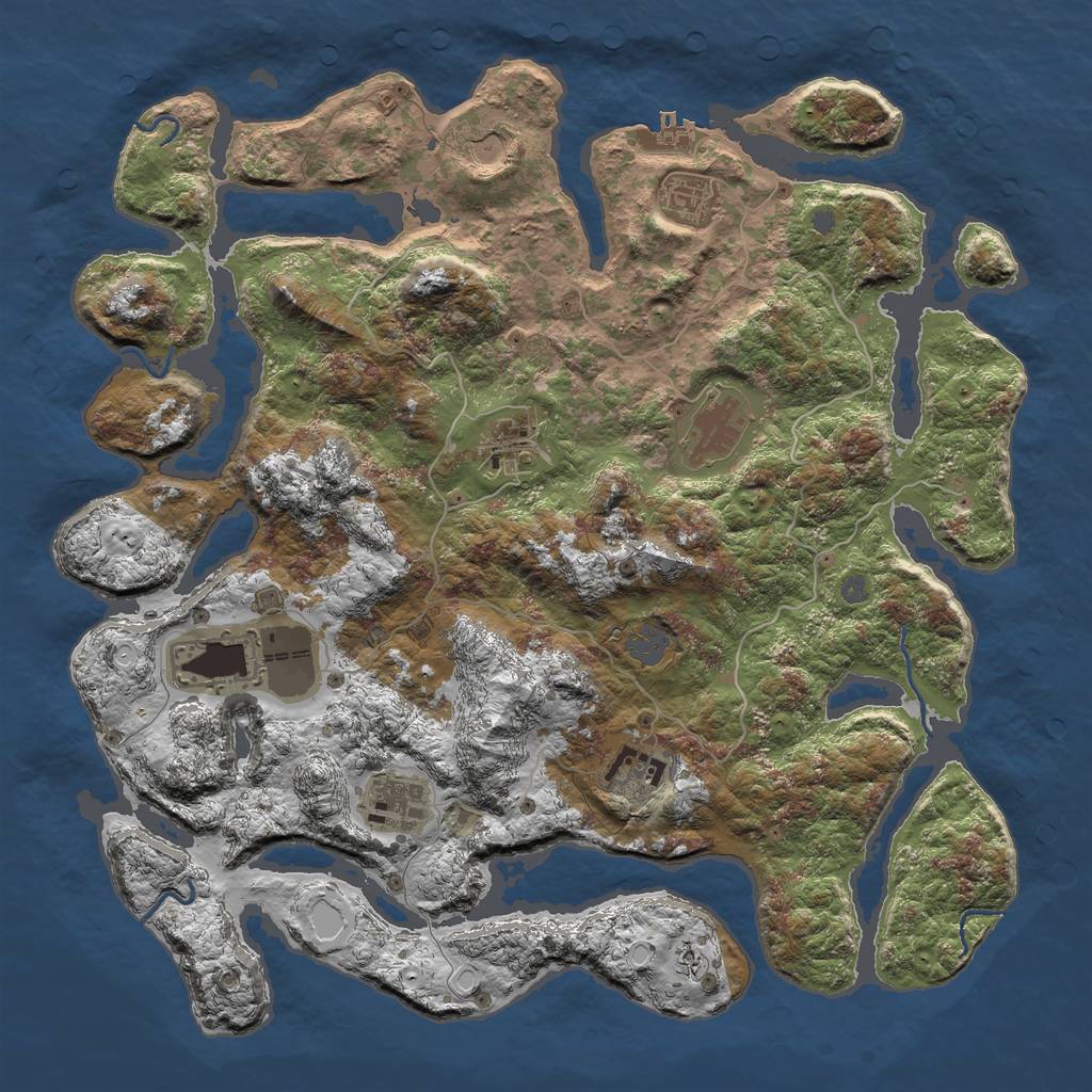 Rust Map: Procedural Map, Size: 4100, Seed: 4356238, 13 Monuments