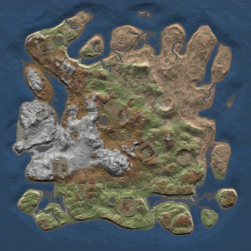 Rust Map: Procedural Map, Size: 4000, Seed: 23918, 13 Monuments