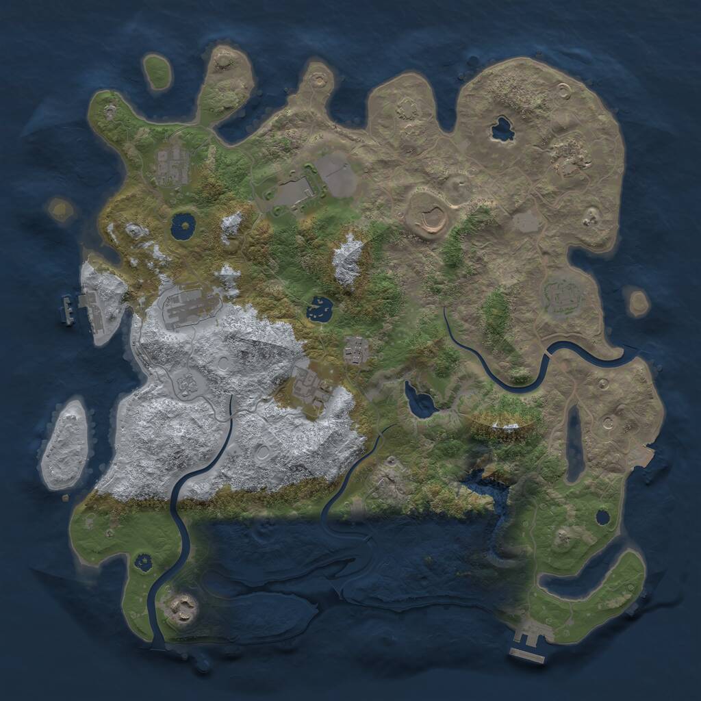 Rust Map: Procedural Map, Size: 4000, Seed: 23918, 16 Monuments