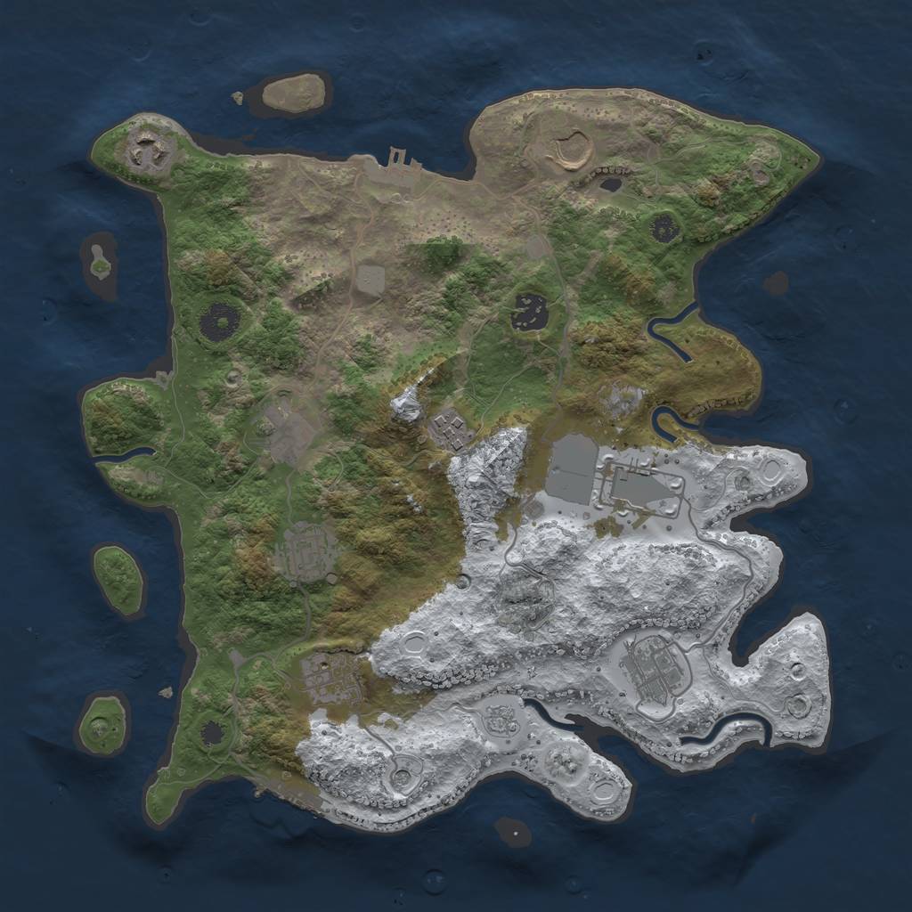 Rust Map: Procedural Map, Size: 3500, Seed: 84678260, 18 Monuments