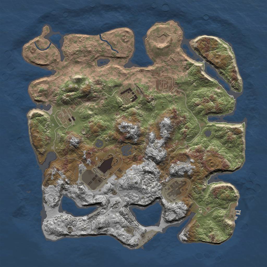 Rust Map: Procedural Map, Size: 3500, Seed: 87623544, 13 Monuments