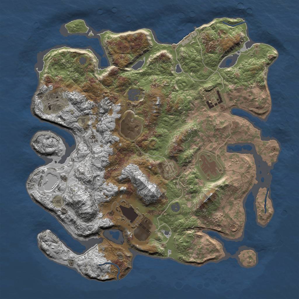 Rust Map: Procedural Map, Size: 3500, Seed: 661474969, 12 Monuments