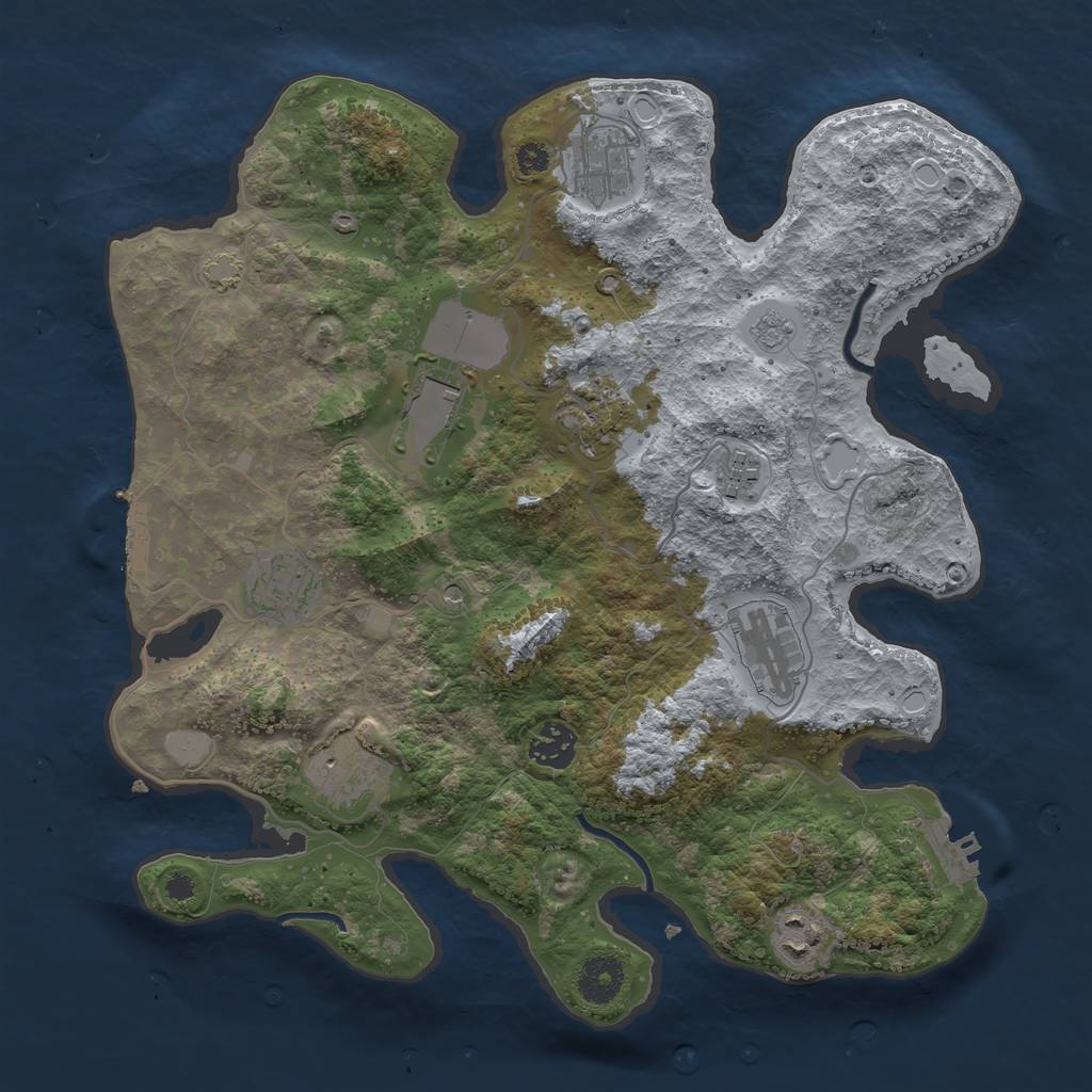 Rust Map: Procedural Map, Size: 3500, Seed: 4020627, 17 Monuments