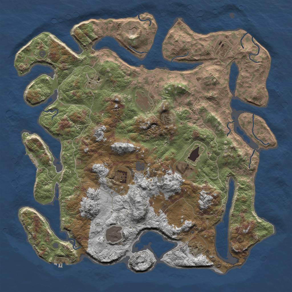 Rust Map: Procedural Map, Size: 4500, Seed: 52602, 16 Monuments