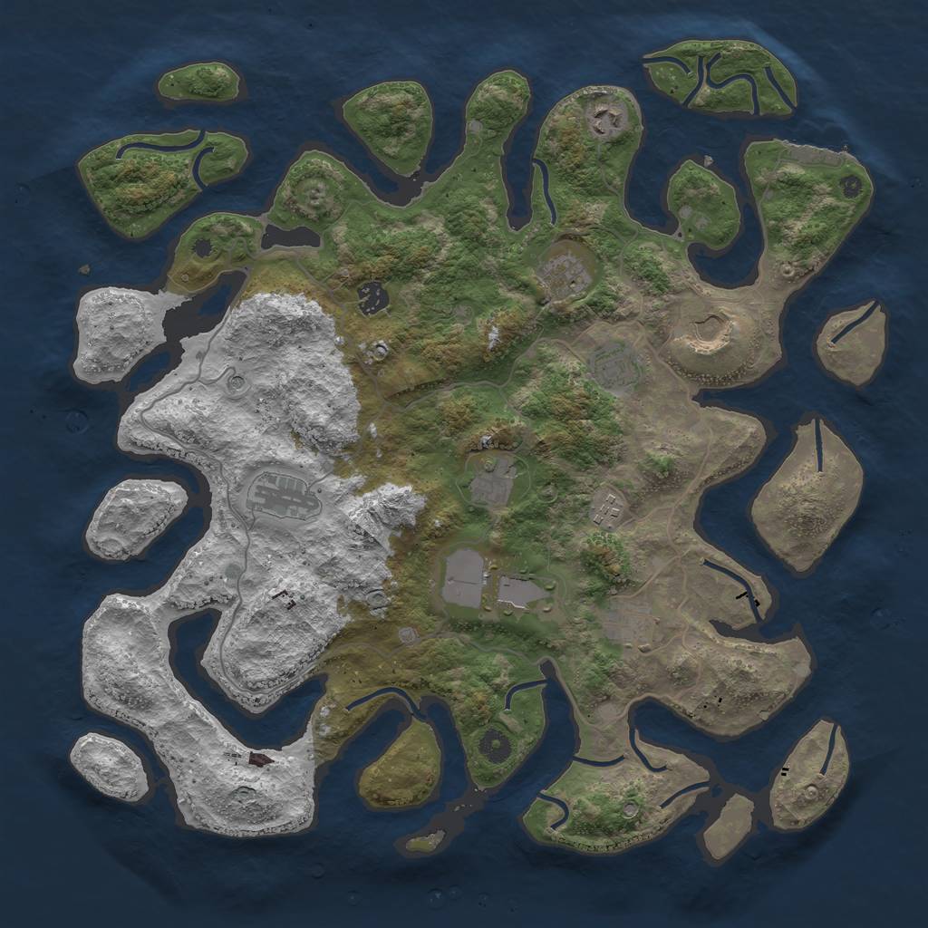 Rust Map: Procedural Map, Size: 4300, Seed: 992256319, 14 Monuments