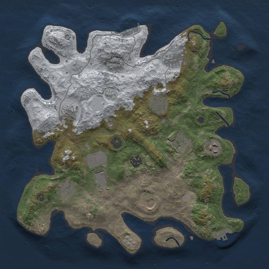 Rust Map: Procedural Map, Size: 3500, Seed: 586601267, 19 Monuments