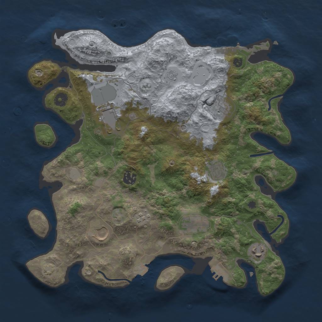 Rust Map: Procedural Map, Size: 3500, Seed: 281947793, 16 Monuments