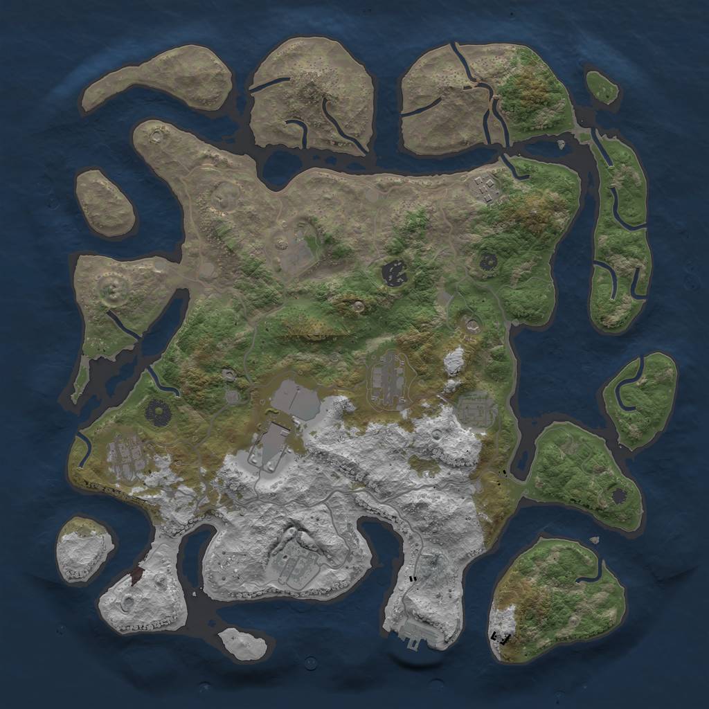 Rust Map: Procedural Map, Size: 4000, Seed: 142756, 12 Monuments