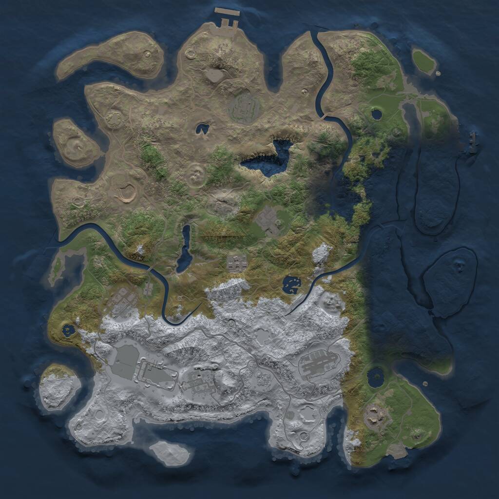 Rust Map: Procedural Map, Size: 4000, Seed: 142756, 16 Monuments