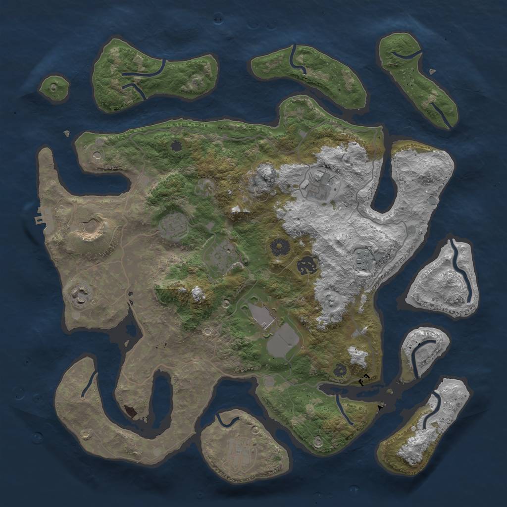 Rust Map: Procedural Map, Size: 4000, Seed: 218563, 13 Monuments