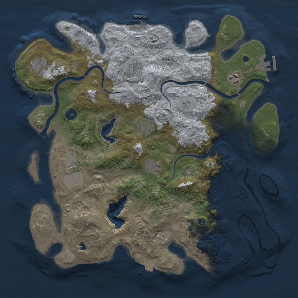 Rust Map: Procedural Map, Size: 4000, Seed: 2131312312, 13 Monuments