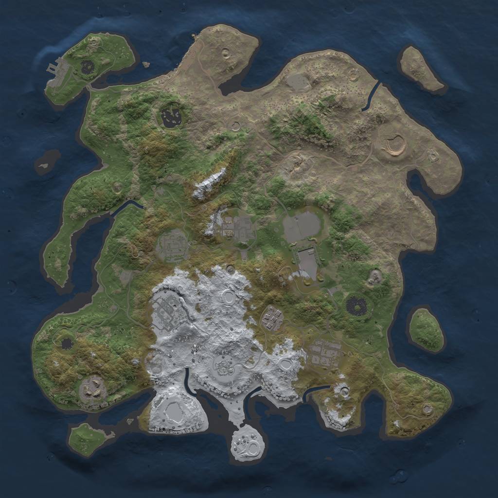 Rust Map: Procedural Map, Size: 3600, Seed: 838707222, 18 Monuments