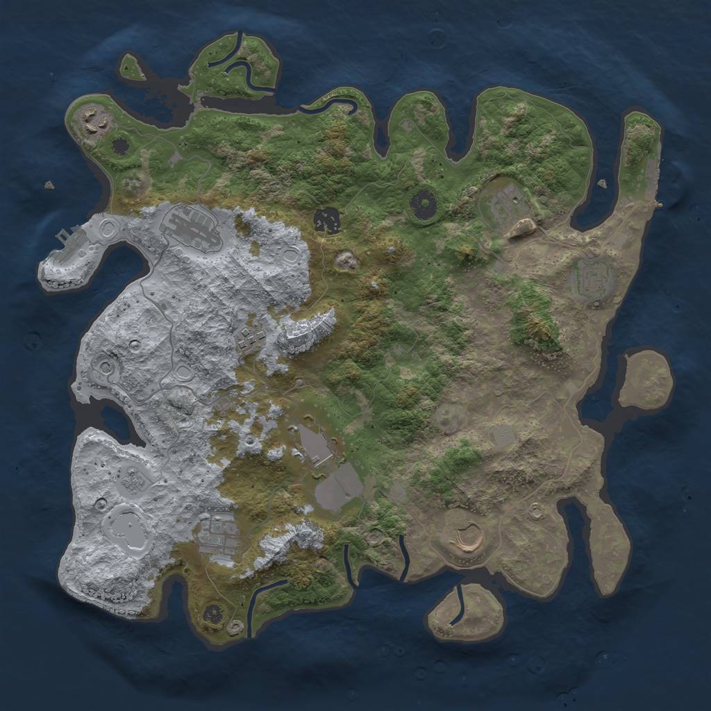 Rust Map: Procedural Map, Size: 3800, Seed: 54792149, 18 Monuments