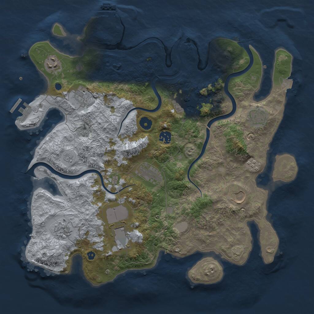 Rust Map: Procedural Map, Size: 3800, Seed: 54792149, 16 Monuments
