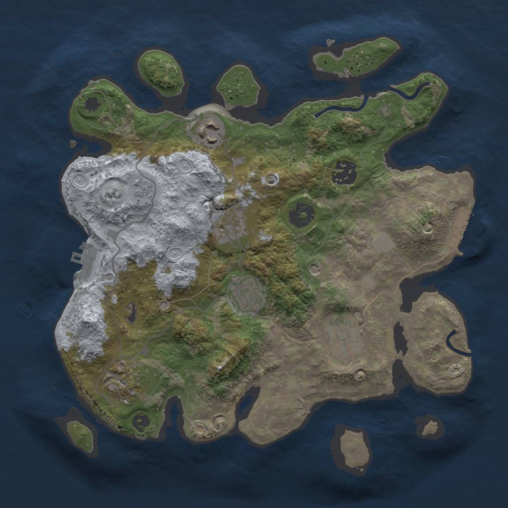 Rust Map: Procedural Map, Size: 3000, Seed: 42574, 15 Monuments