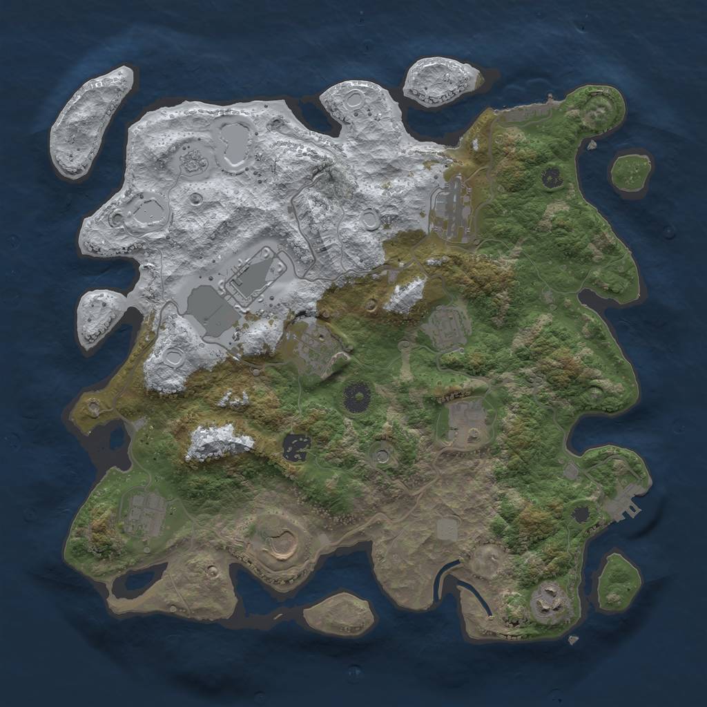 Rust Map: Procedural Map, Size: 3600, Seed: 2450, 18 Monuments