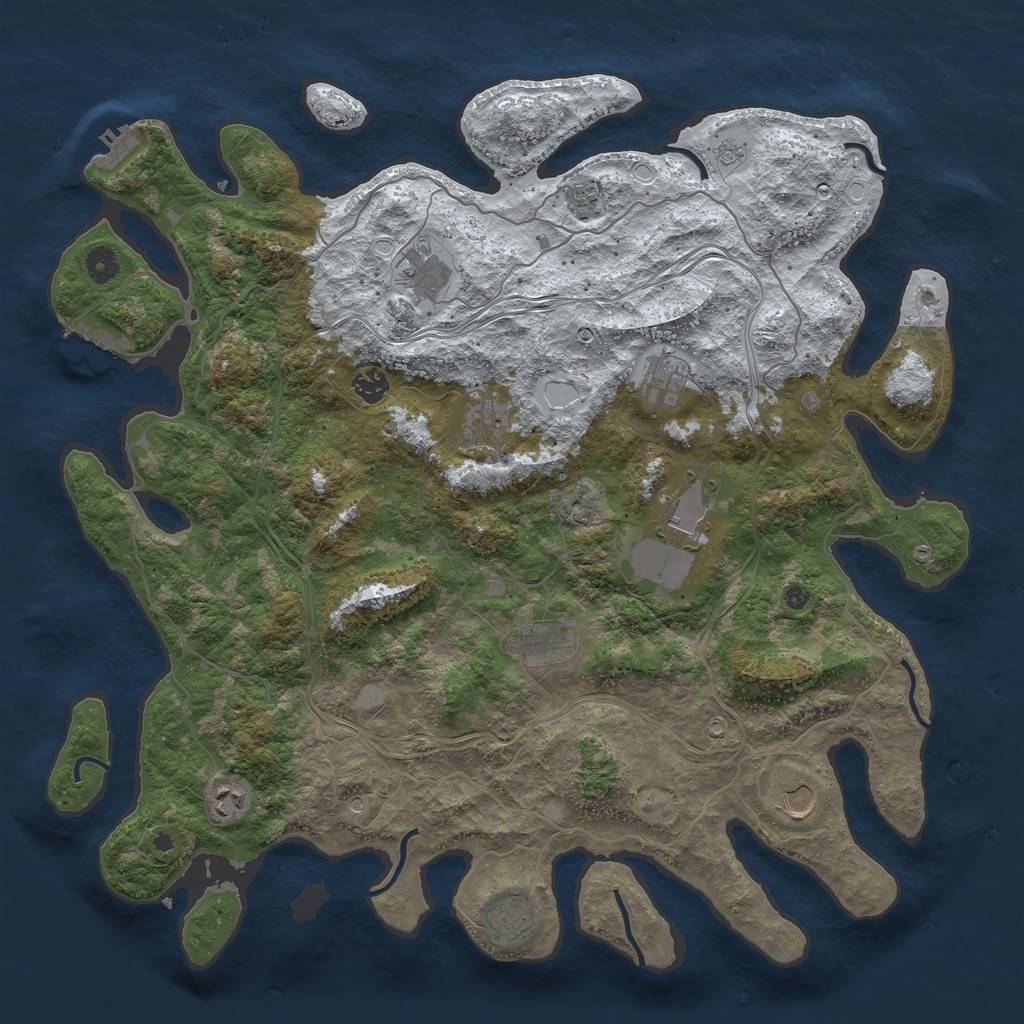 Rust Map: Procedural Map, Size: 4500, Seed: 9876512, 19 Monuments