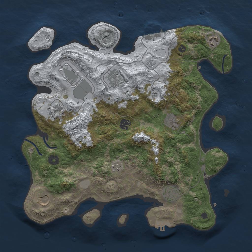 Rust Map: Procedural Map, Size: 3500, Seed: 64957631, 18 Monuments