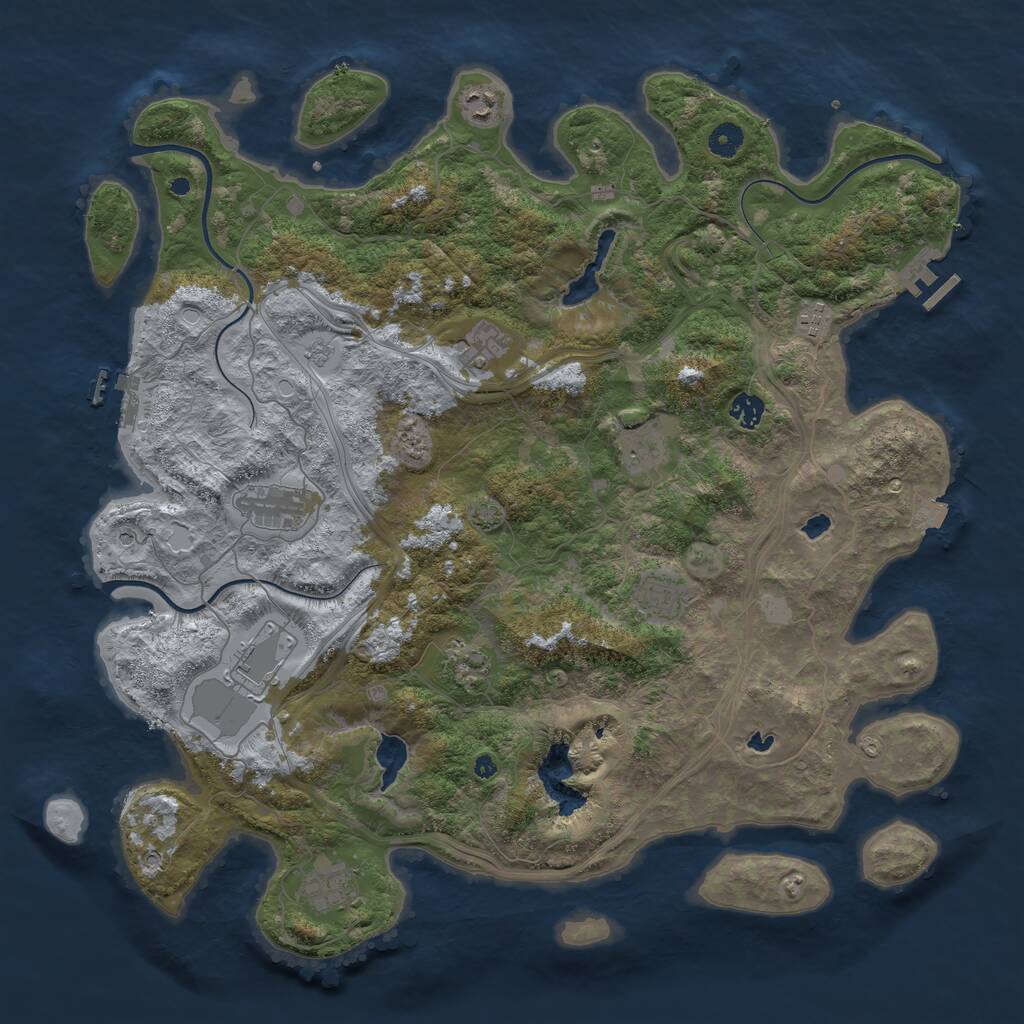Rust Map: Procedural Map, Size: 4500, Seed: 38444, 16 Monuments
