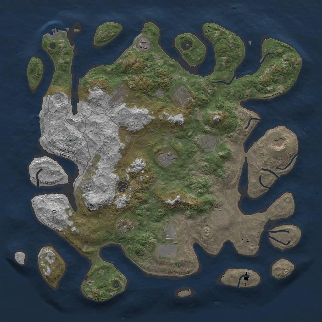 Rust Map: Procedural Map, Size: 4500, Seed: 38444, 16 Monuments