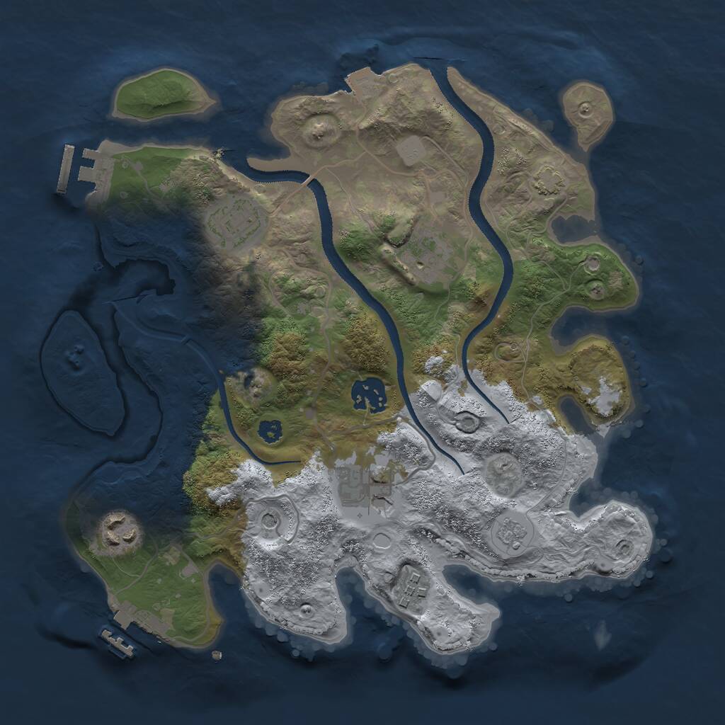Rust Map: Procedural Map, Size: 3000, Seed: 882198275, 12 Monuments