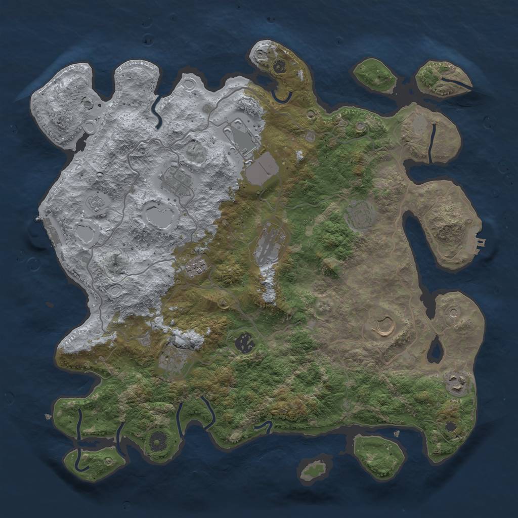 Rust Map: Procedural Map, Size: 4000, Seed: 9192019, 16 Monuments