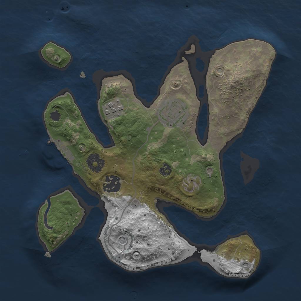 Rust Map: Procedural Map, Size: 2500, Seed: 23478, 7 Monuments