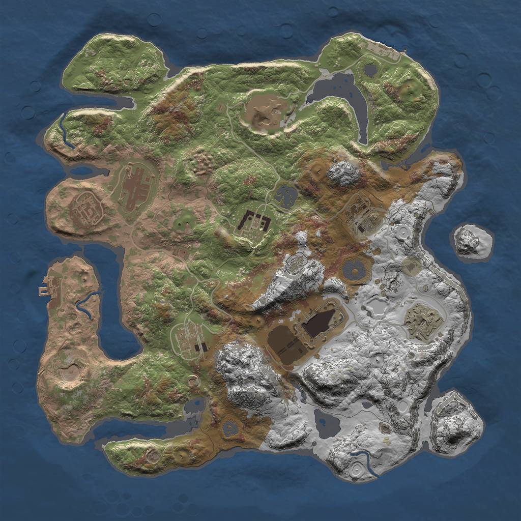 Rust Map: Procedural Map, Size: 3500, Seed: 592718, 16 Monuments