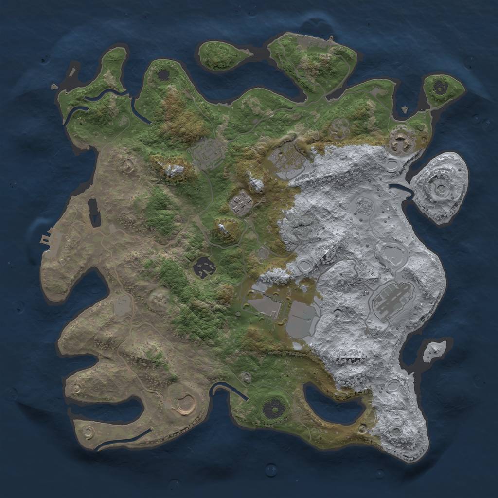 Rust Map: Procedural Map, Size: 3600, Seed: 456123789, 15 Monuments