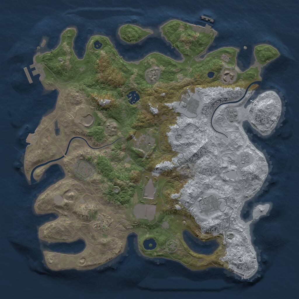 Rust Map: Procedural Map, Size: 3600, Seed: 456123789, 16 Monuments