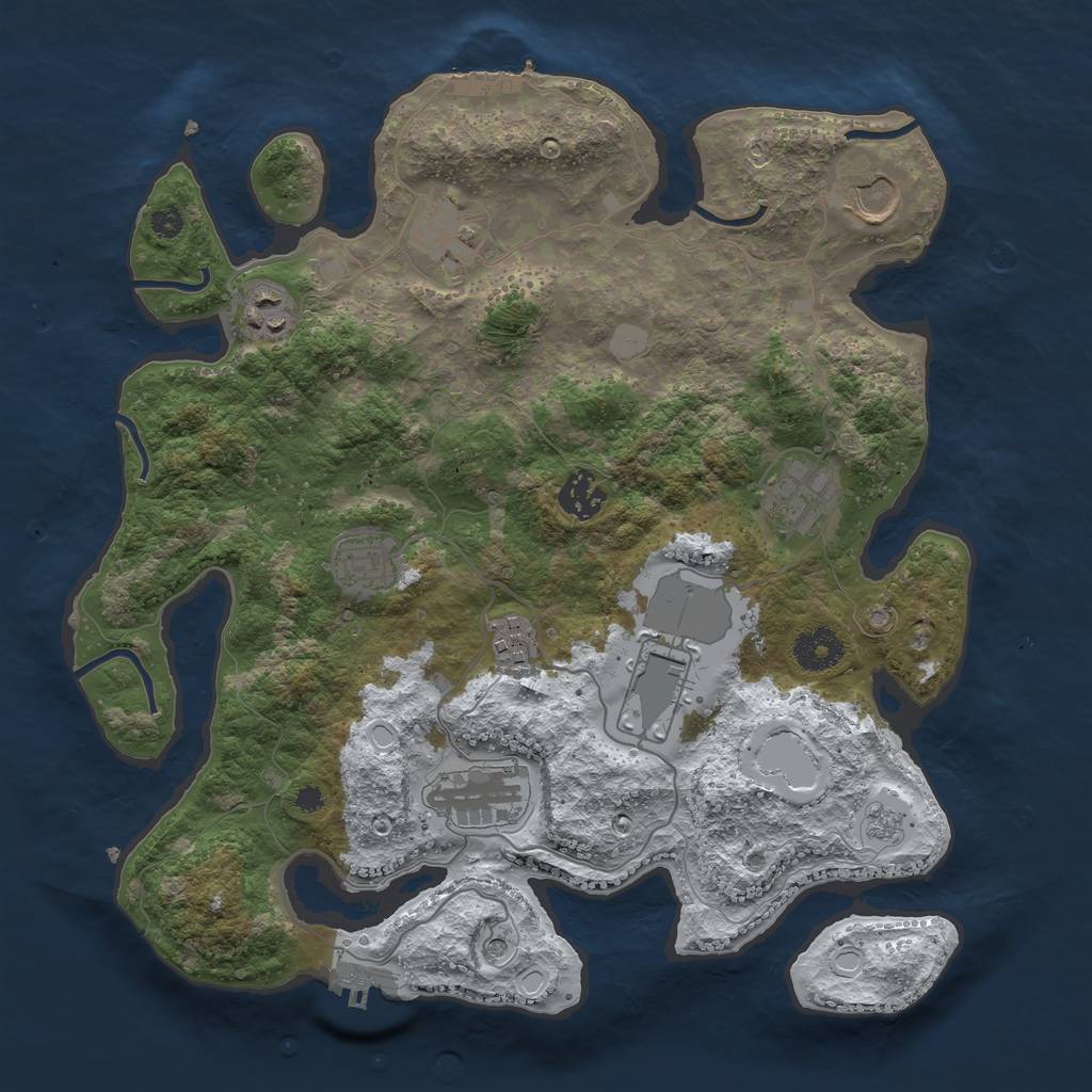 Rust Map: Procedural Map, Size: 3500, Seed: 106114867, 18 Monuments