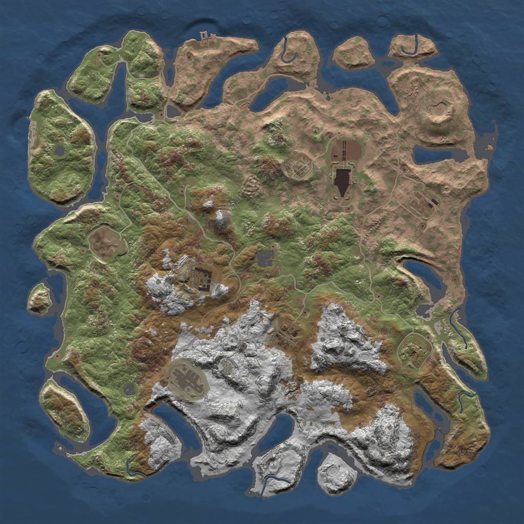 Rust Map: Procedural Map, Size: 4500, Seed: 8852, 16 Monuments