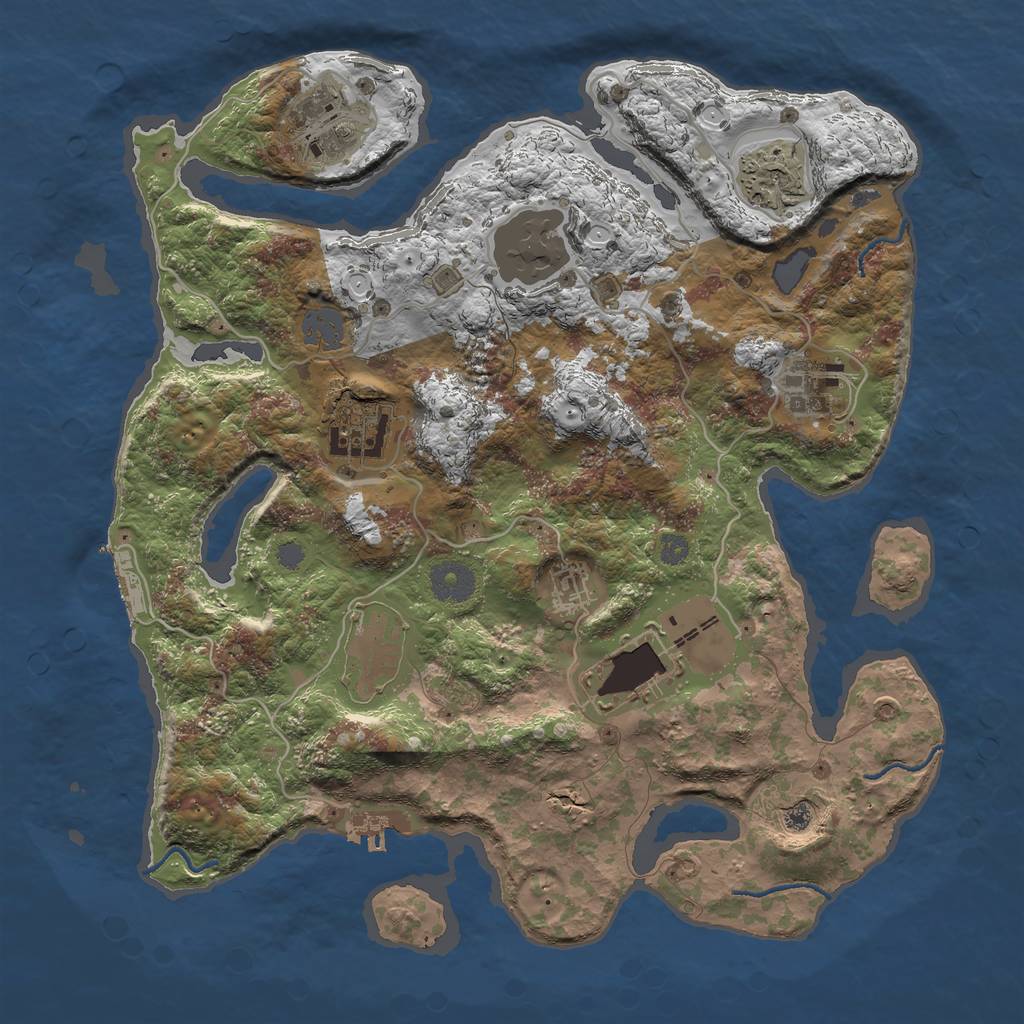 Rust Map: Procedural Map, Size: 3500, Seed: 354898, 16 Monuments