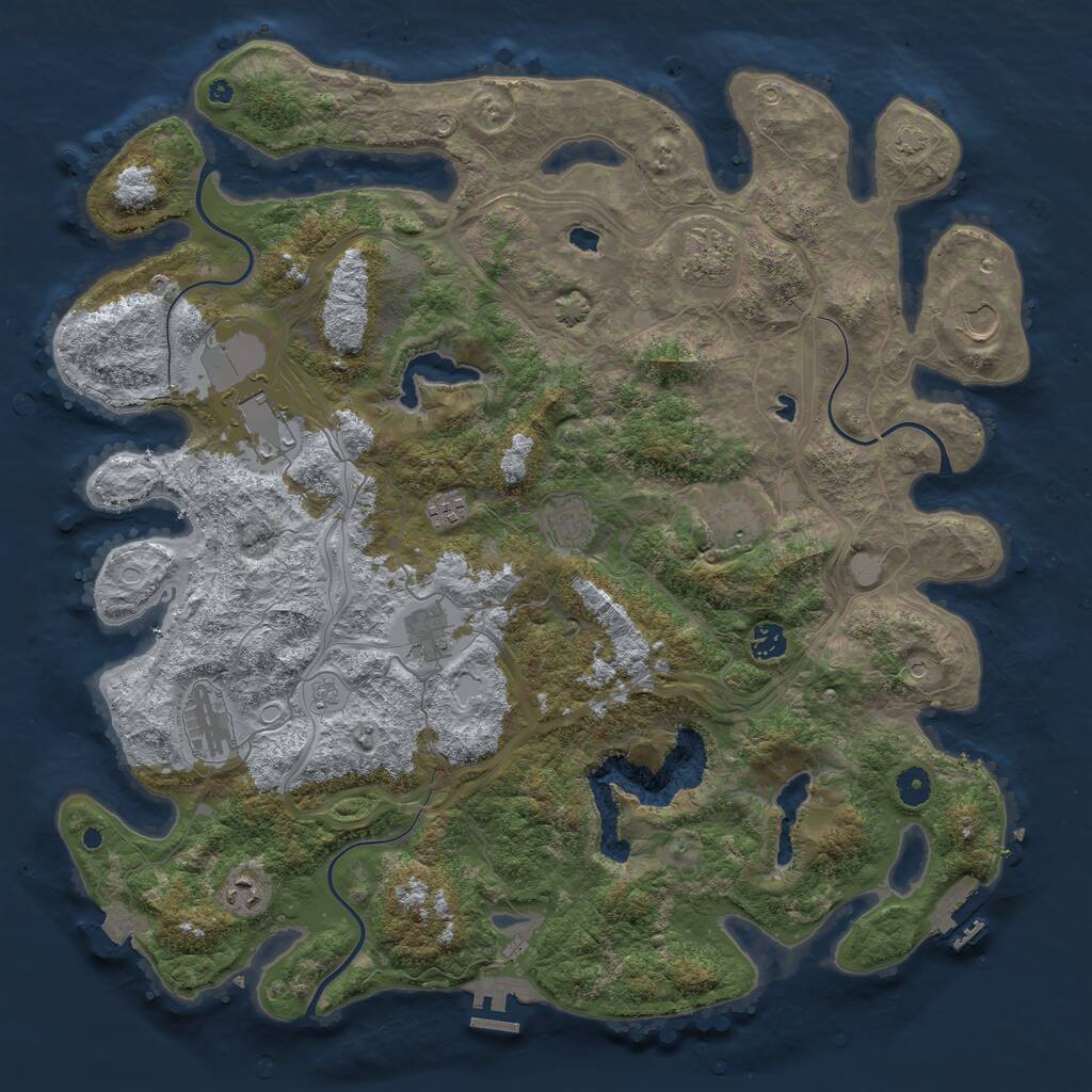 Rust Map: Procedural Map, Size: 4500, Seed: 657345652, 16 Monuments