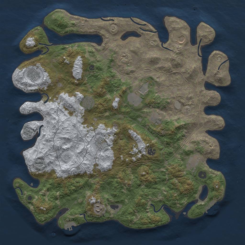 Rust Map: Procedural Map, Size: 4500, Seed: 657345652, 20 Monuments