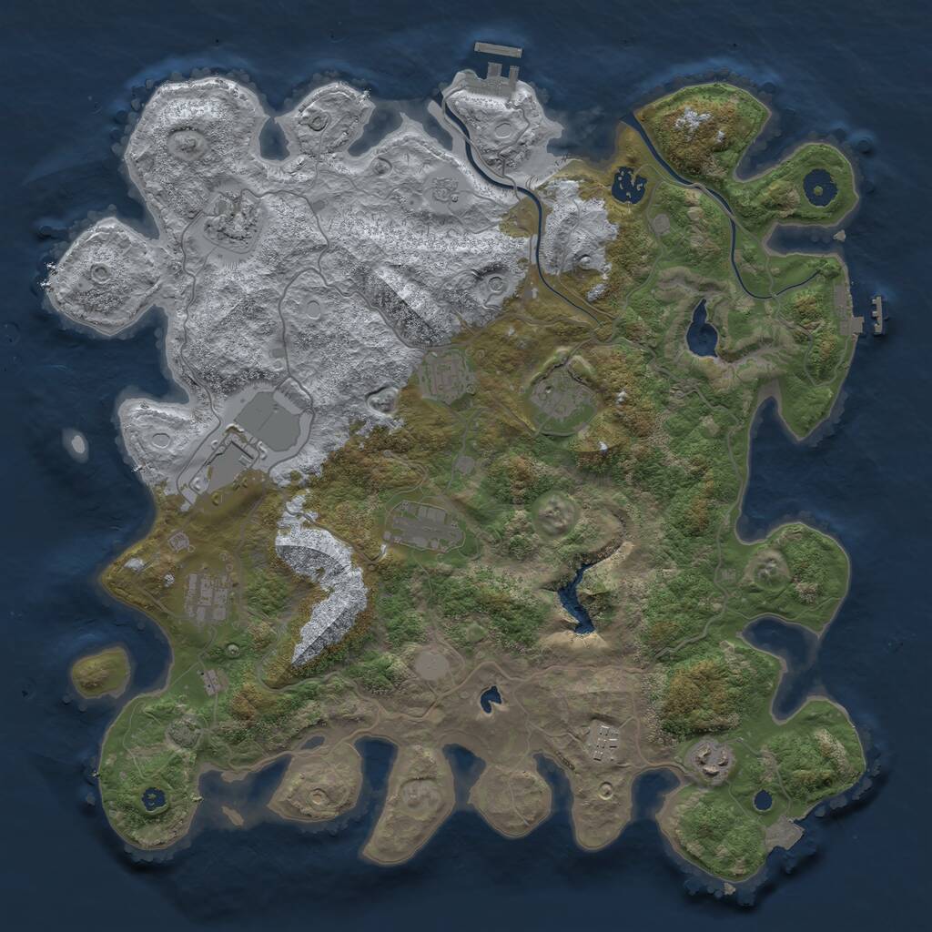 Rust Map: Procedural Map, Size: 4000, Seed: 8519, 15 Monuments