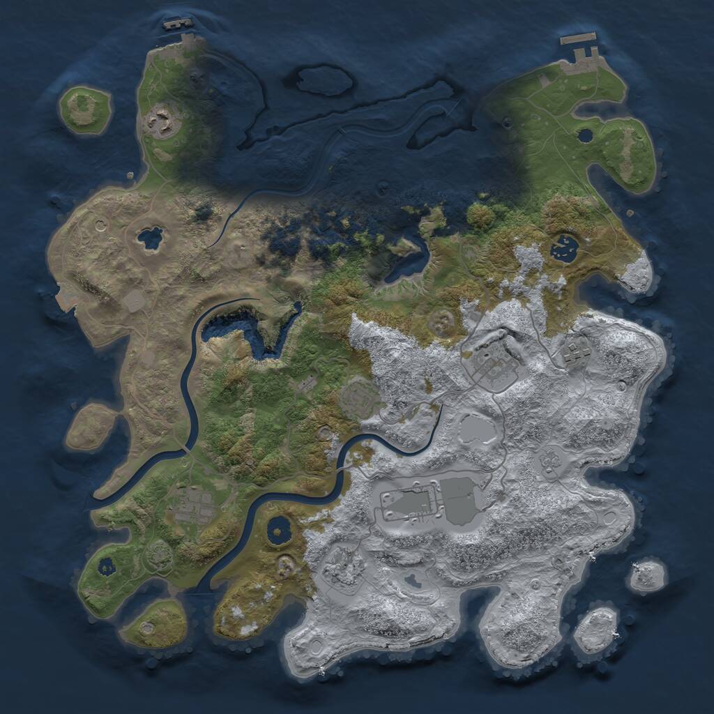 Rust Map: Procedural Map, Size: 4000, Seed: 49653, 14 Monuments